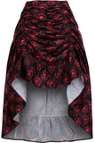 Daisy Corsets Red & Black Skull Satin Adjustable High Low Skirt - Daisy Corsets