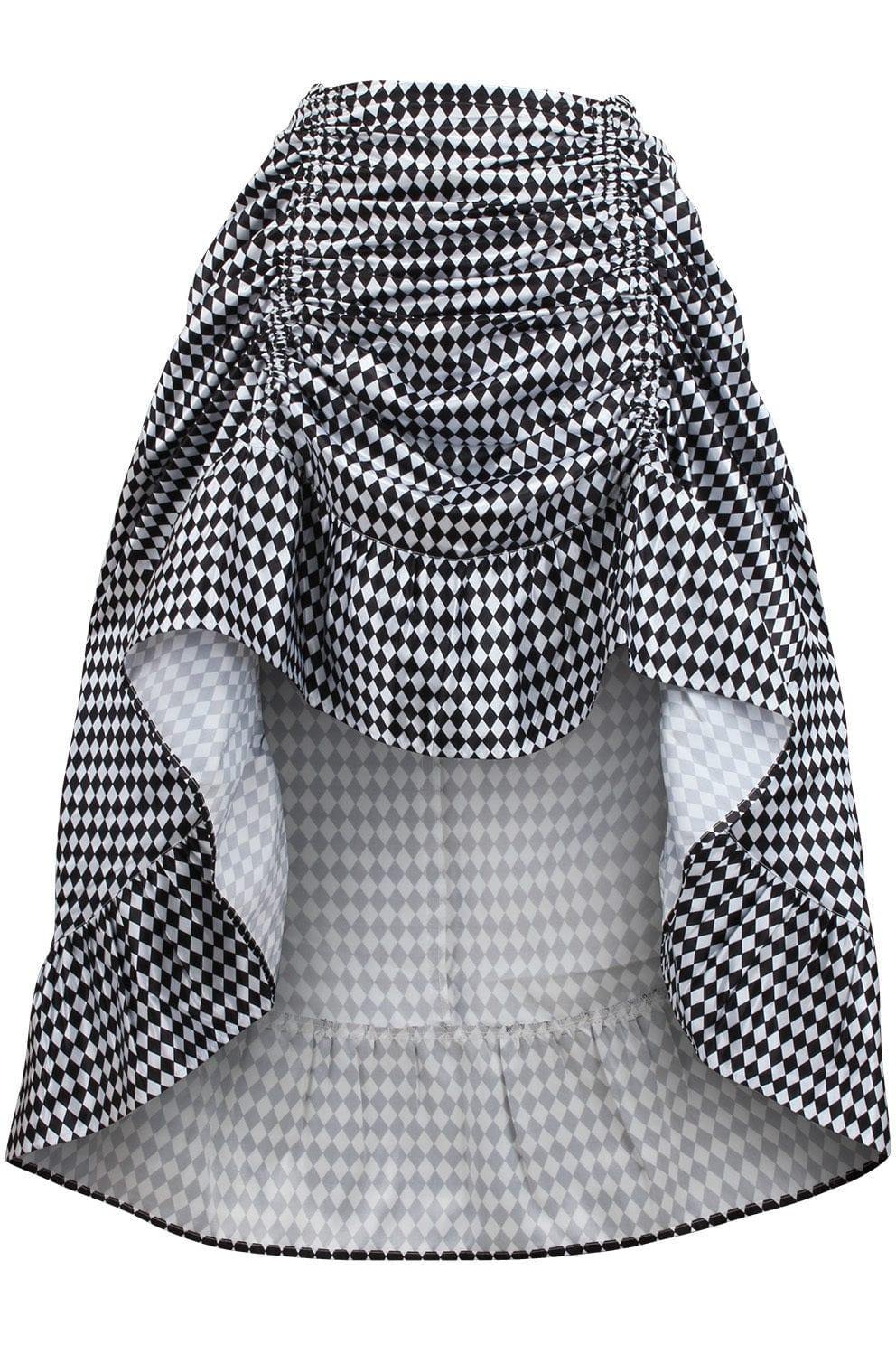 Daisy Corsets Diamond Print Satin Adjustable High Low Skirt - 34" Long - Daisy Corsets