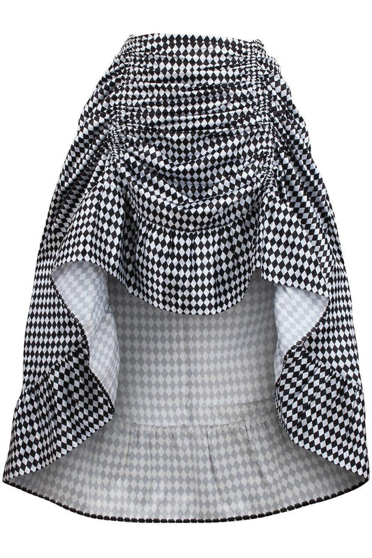 Daisy Corsets Diamond Print Satin Adjustable High Low Skirt - 34" Long - Daisy Corsets