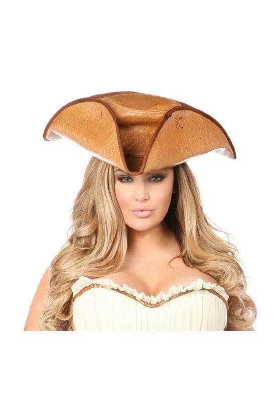 Daisy Corsets Camel Faux Leather Pirate Hat - Daisy Corsets