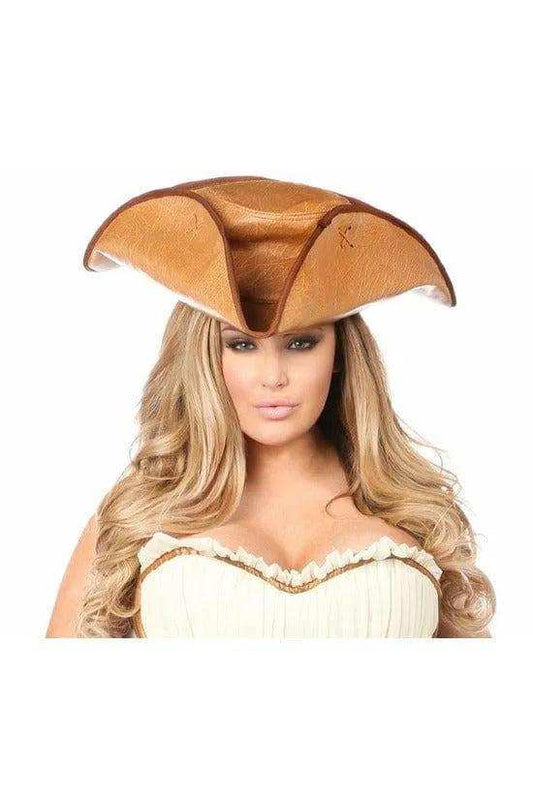 Daisy Corsets Camel Faux Leather Pirate Hat - Daisy Corsets - Flyclothing LLC