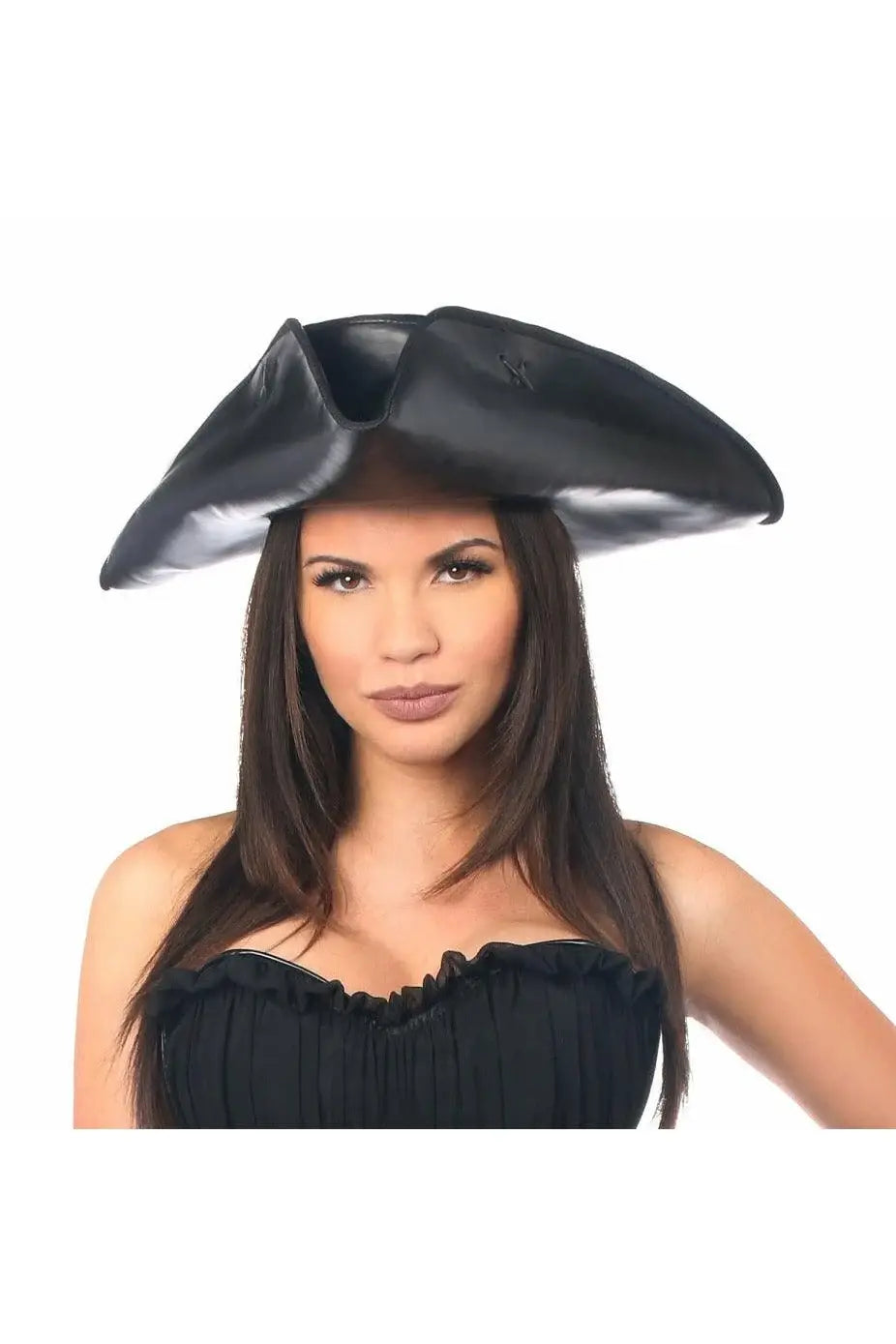Black Faux Leather Pirate Hat - Daisy Corsets - Flyclothing LLC