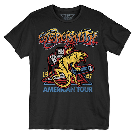 Aerosmith The Iguana Tour Men's Black Crew T Shirt - Flyclothing LLC