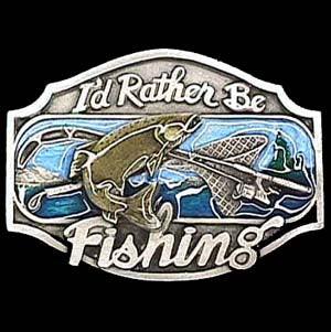 I'd Rather Be Fishing Enameled Belt Buckle - Flyclothing LLC