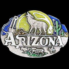 Arizona Howling Wolf Enameled Belt Buckle - Flyclothing LLC