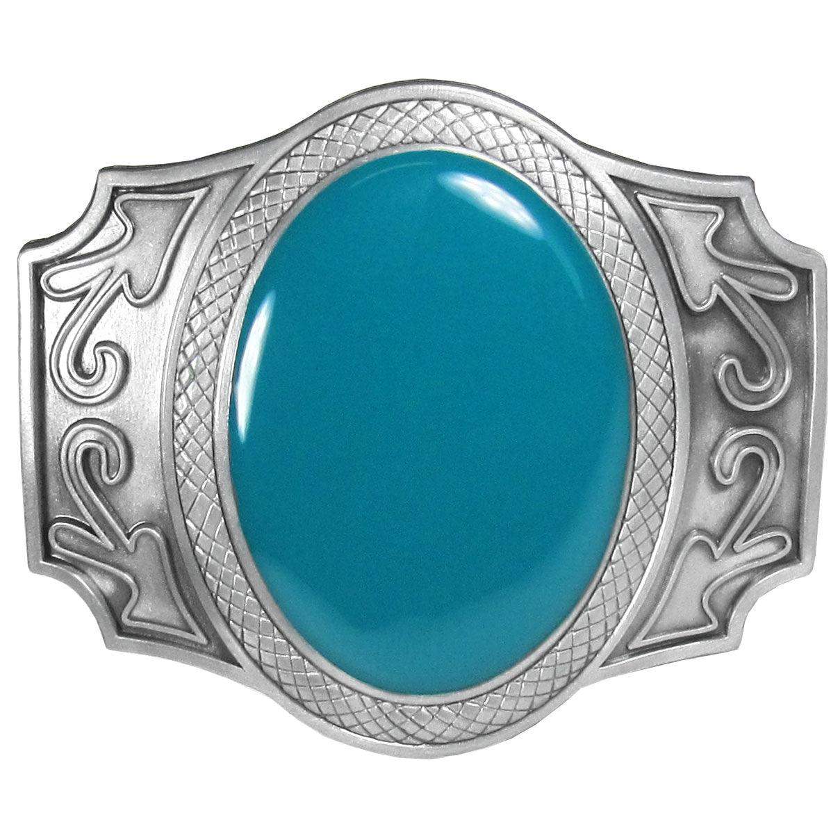Blue Stone Enameled Belt Buckle - Siskiyou Buckle - Flyclothing LLC