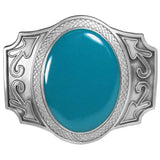 Blue Stone Enameled Belt Buckle - Siskiyou Buckle