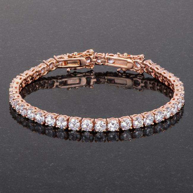 17.6 Ct Rosegold Tennis Bracelet with Shimmering Round CZ - JGI - Flyclothing LLC