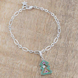 Christmas Tree 0.35ct CZ Rhodium Holiday Charm Bracelet - JGI