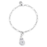 Snowman 0.2ct CZ Rhodium Holiday Charm Bracelet - JGI - Flyclothing LLC