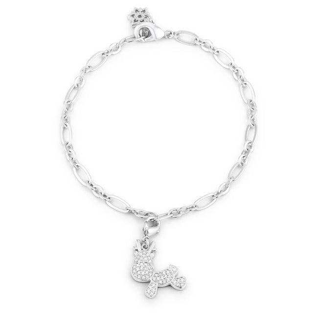 Rudy 0.25ct CZ Rhodium Reindeer Charm Bracelet - JGI - Flyclothing LLC