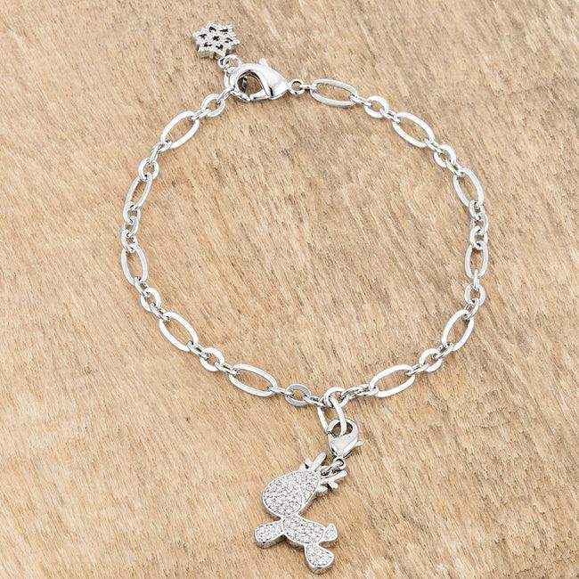 Rudy 0.25ct CZ Rhodium Reindeer Charm Bracelet - JGI - Flyclothing LLC