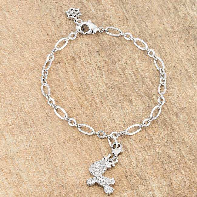 Rudy 0.25ct CZ Rhodium Reindeer Charm Bracelet - JGI - Flyclothing LLC