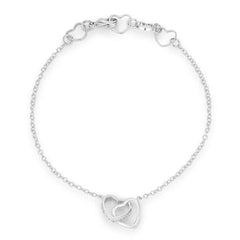 .12 Ct Rhodium Interlocked Hearts Bracelet with CZ Accents - Flyclothing LLC
