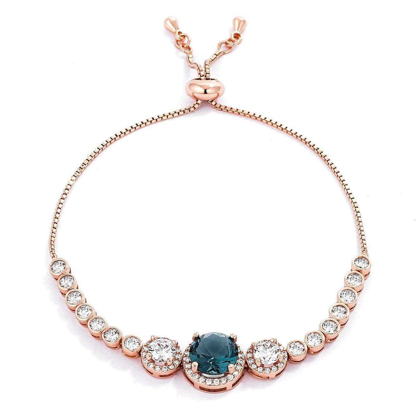 Adjustable Rose Gold Plated Graduated CZ Bolo Style Tennis Bracelet - JGI - Flyclothing LLC