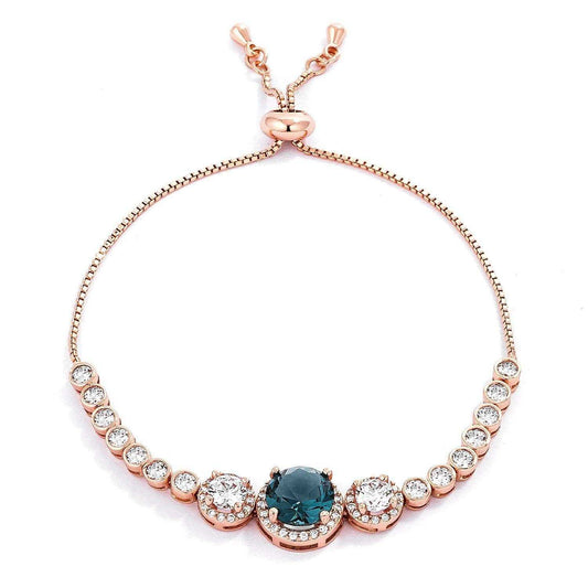 Adjustable Rose Gold Plated Graduated CZ Bolo Style Tennis Bracelet - JGI - Flyclothing LLC