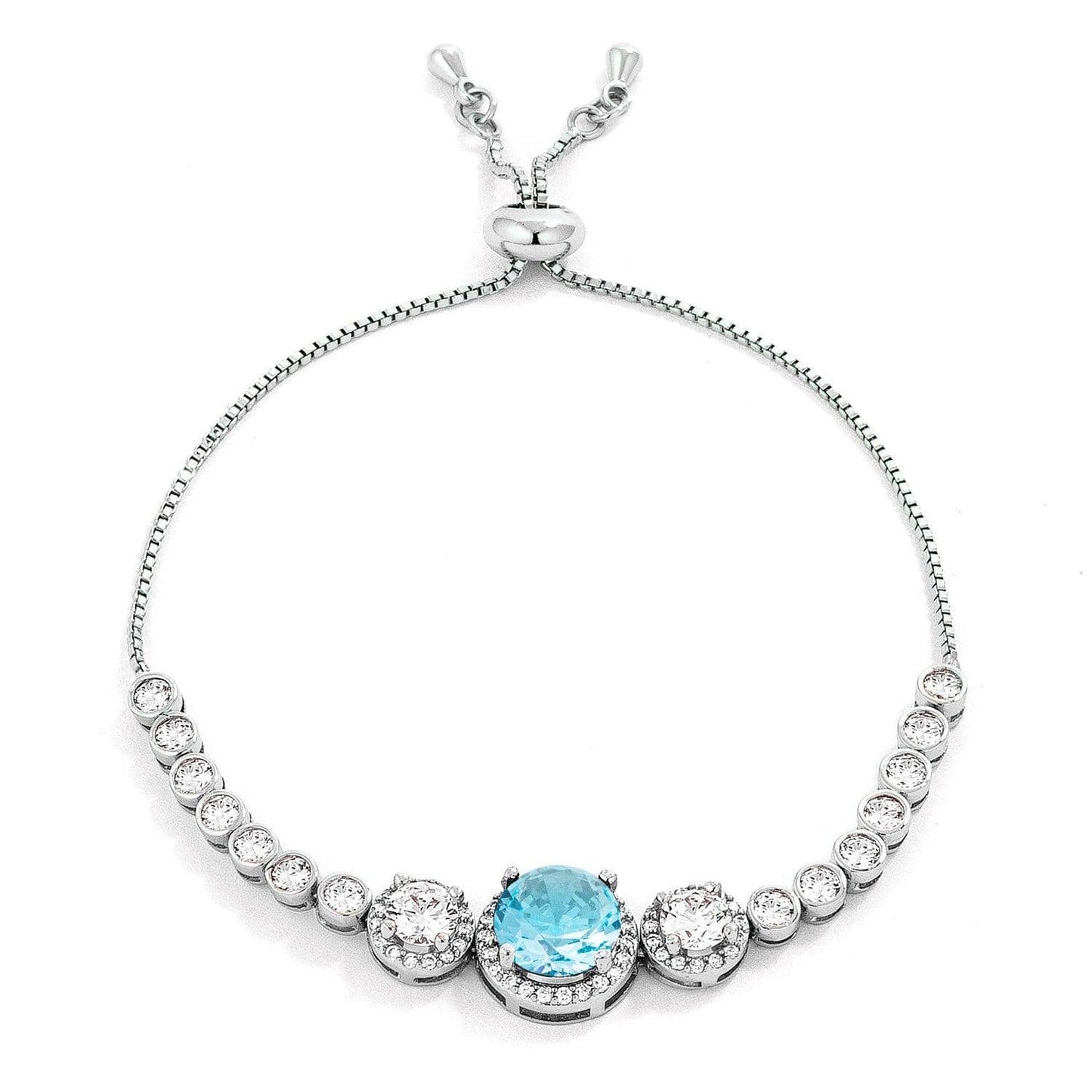 Graduated Light Aqua & Clear CZ Bolo Style Tennis Bracelet - JGI - Flyclothing LLC