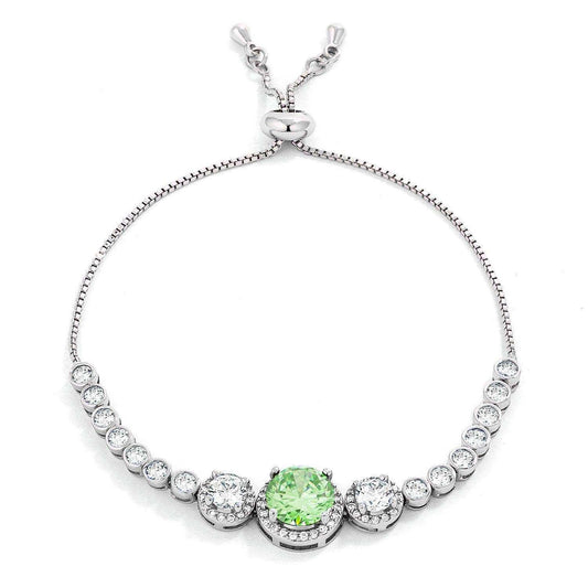 Adjustable Light Green & Clear CZ Bolo Style Tennis Bracelet - JGI - Flyclothing LLC
