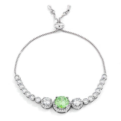 Adjustable Light Green & Clear CZ Bolo Style Tennis Bracelet - JGI
