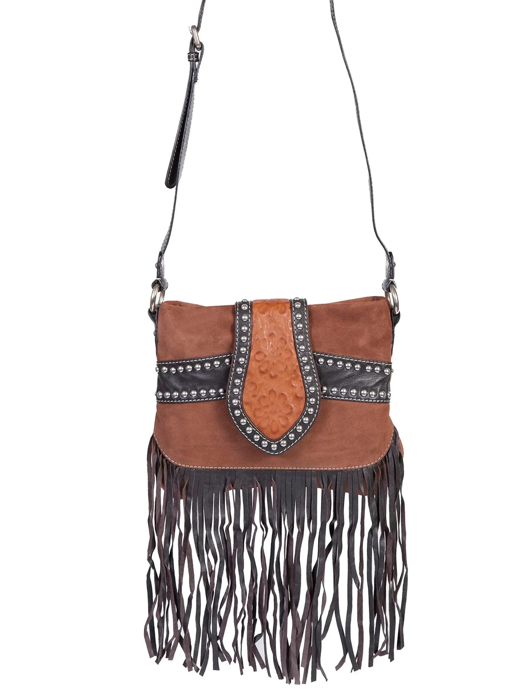 Scully HANDBAG BOLERO TOOLED STUDDED HANDBAG - Scully Leather - Flyclothing LLC