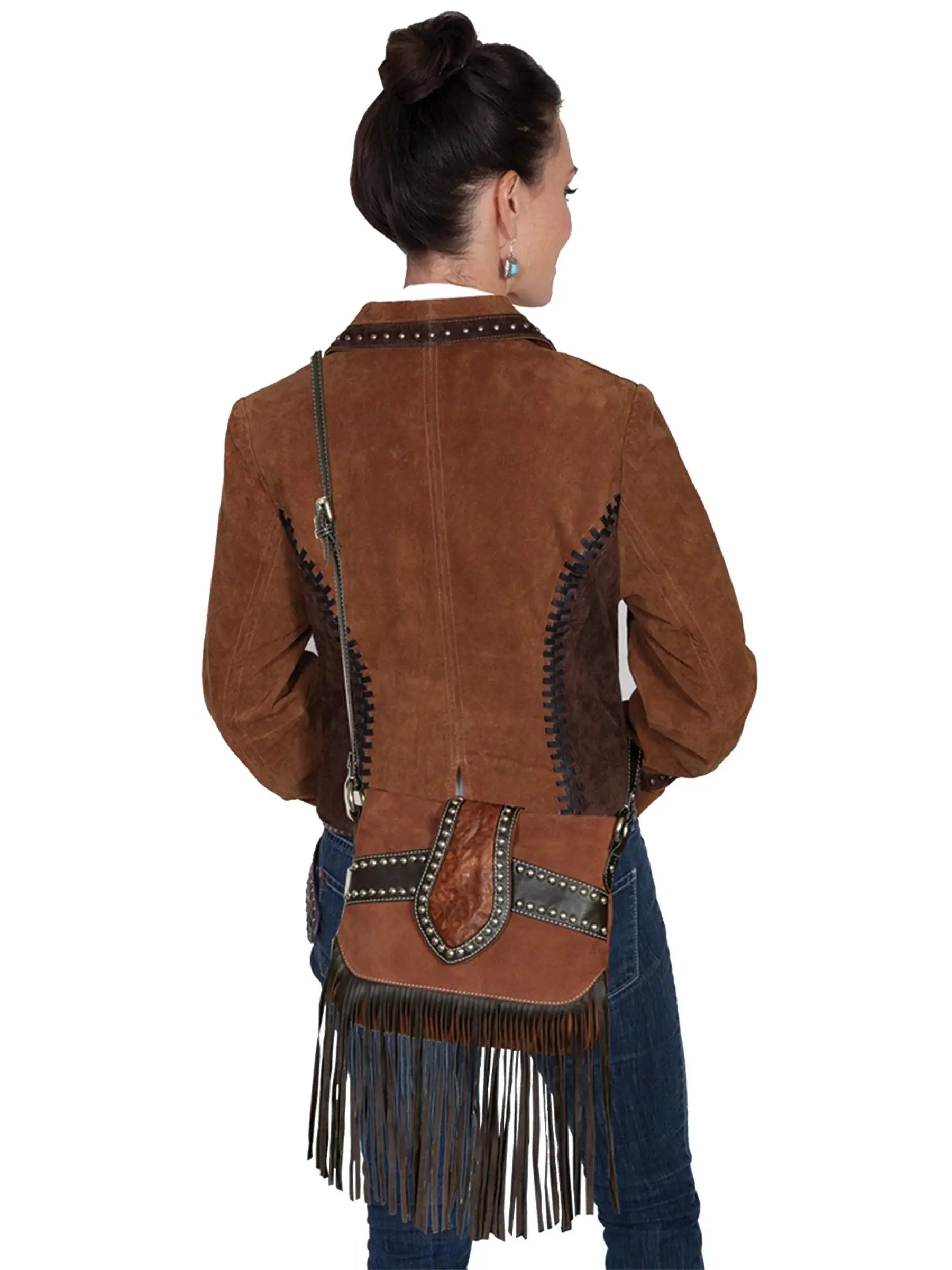 Scully HANDBAG BOLERO TOOLED STUDDED HANDBAG - Scully Leather - Flyclothing LLC