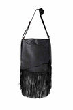 Scully Leather 100% Leather Handbag Fringe/Lace Black Handbag - Scully Leather
