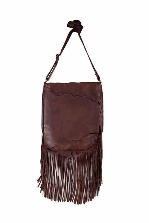 Scully Leather 100% Leather Handbag Fringe/Lace Chocolate - Scully Leather - Flyclothing LLC