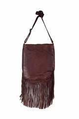 Scully Leather 100% Leather Handbag Fringe/Lace Chocolate - Scully Leather
