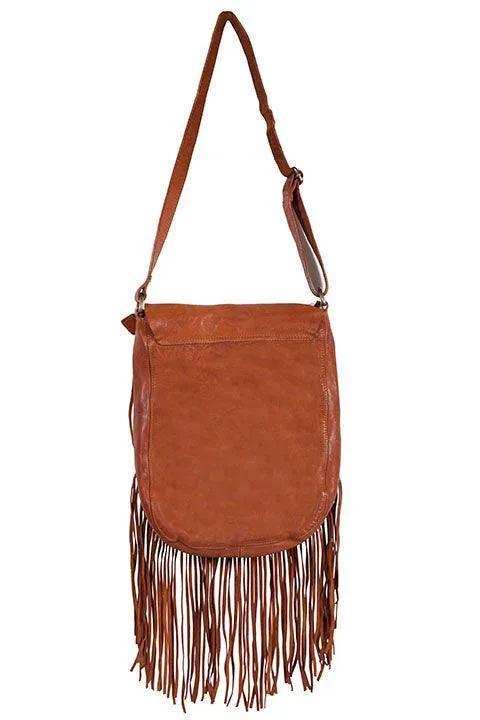 Scully Leather Handbag Fringe/Lace Cognac Handbag - Scully Leather - Flyclothing LLC