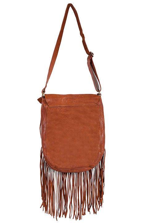 Scully Leather Handbag Fringe/Lace Cognac Handbag - Scully Leather