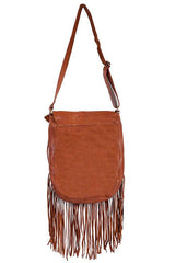 Scully Leather Handbag Fringe/Lace Cognac Handbag - Flyclothing LLC