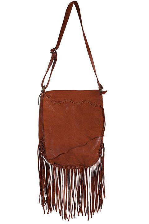 Scully Leather Handbag Fringe/Lace Cognac Handbag - Scully Leather