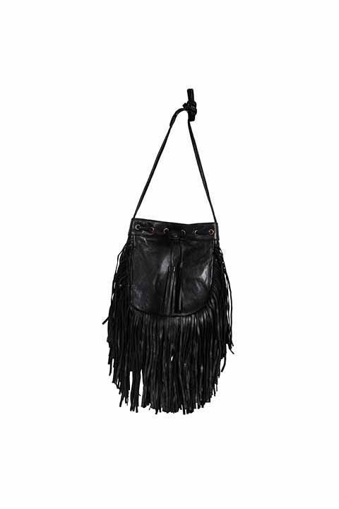 Scully Leather 100% Leather Handbag Fringe Black Handbag - Flyclothing LLC