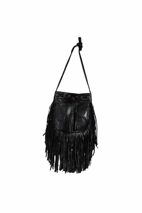 Scully Leather 100% Leather Handbag Fringe Black Handbag - Flyclothing LLC