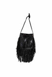 Scully Leather 100% Leather Handbag Fringe Black Handbag - Scully Leather