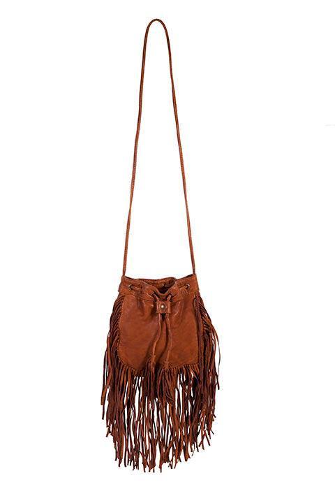 Scully Leather Handbag Fringe Cognac Handbag - Scully Leather
