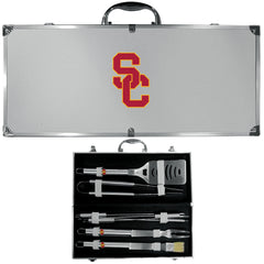 USC Trojans 8 pc Stainless Steel BBQ Set w/Metal Case - Flyclothing LLC