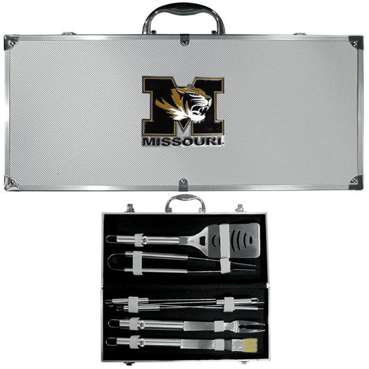 Missouri Tigers 8 pc Stainless Steel BBQ Set w/Metal Case - Flyclothing LLC