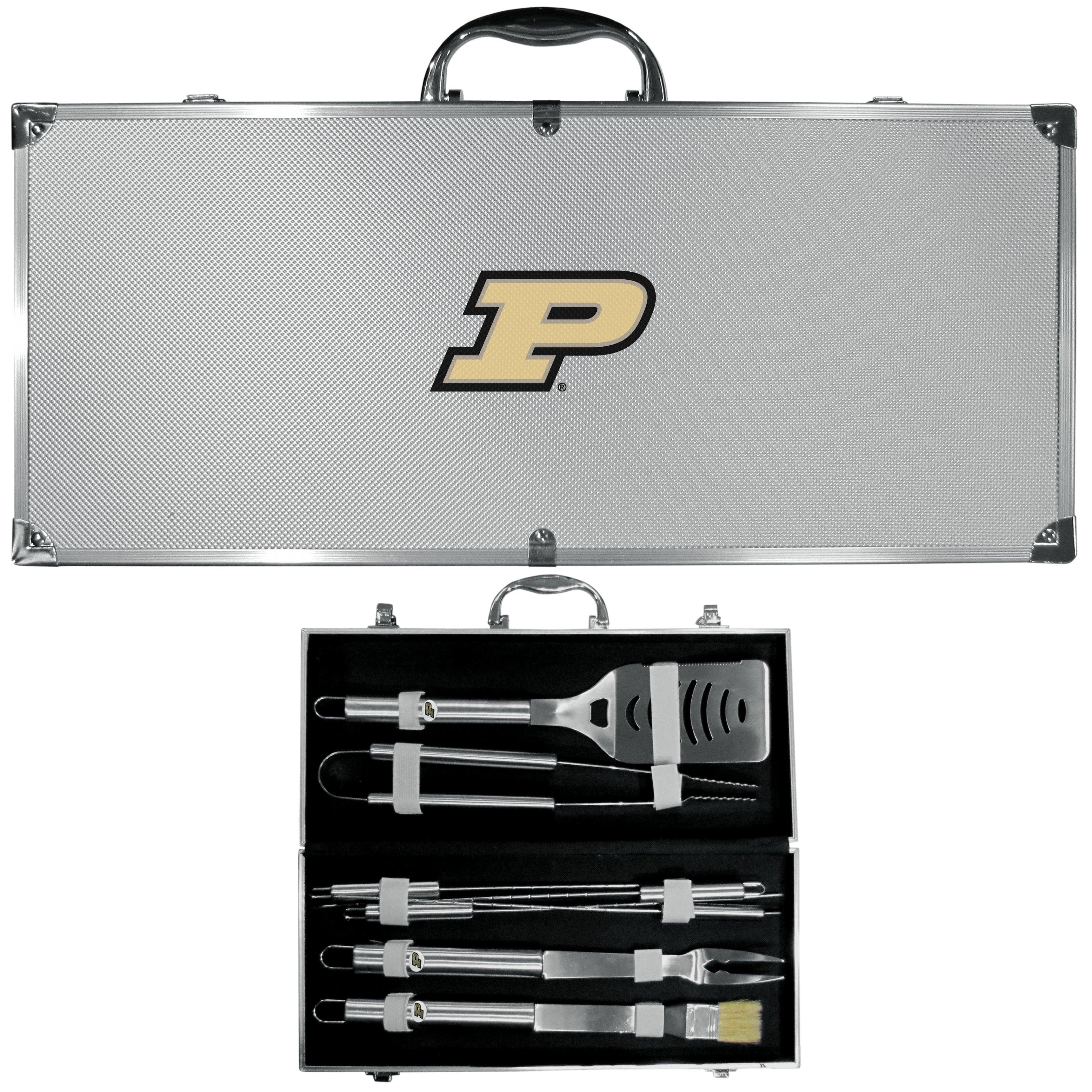 Purdue Boilermakers 8 pc Stainless Steel BBQ Set w/Metal Case - Siskiyou Buckle