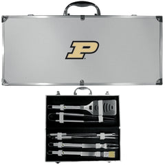 Purdue Boilermakers 8 pc Stainless Steel BBQ Set w/Metal Case - Flyclothing LLC