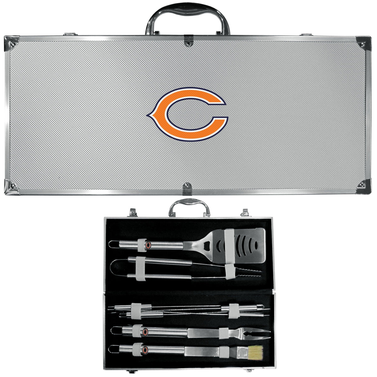 Chicago Bears 8 pc Stainless Steel BBQ Set w/Metal Case - Flyclothing LLC