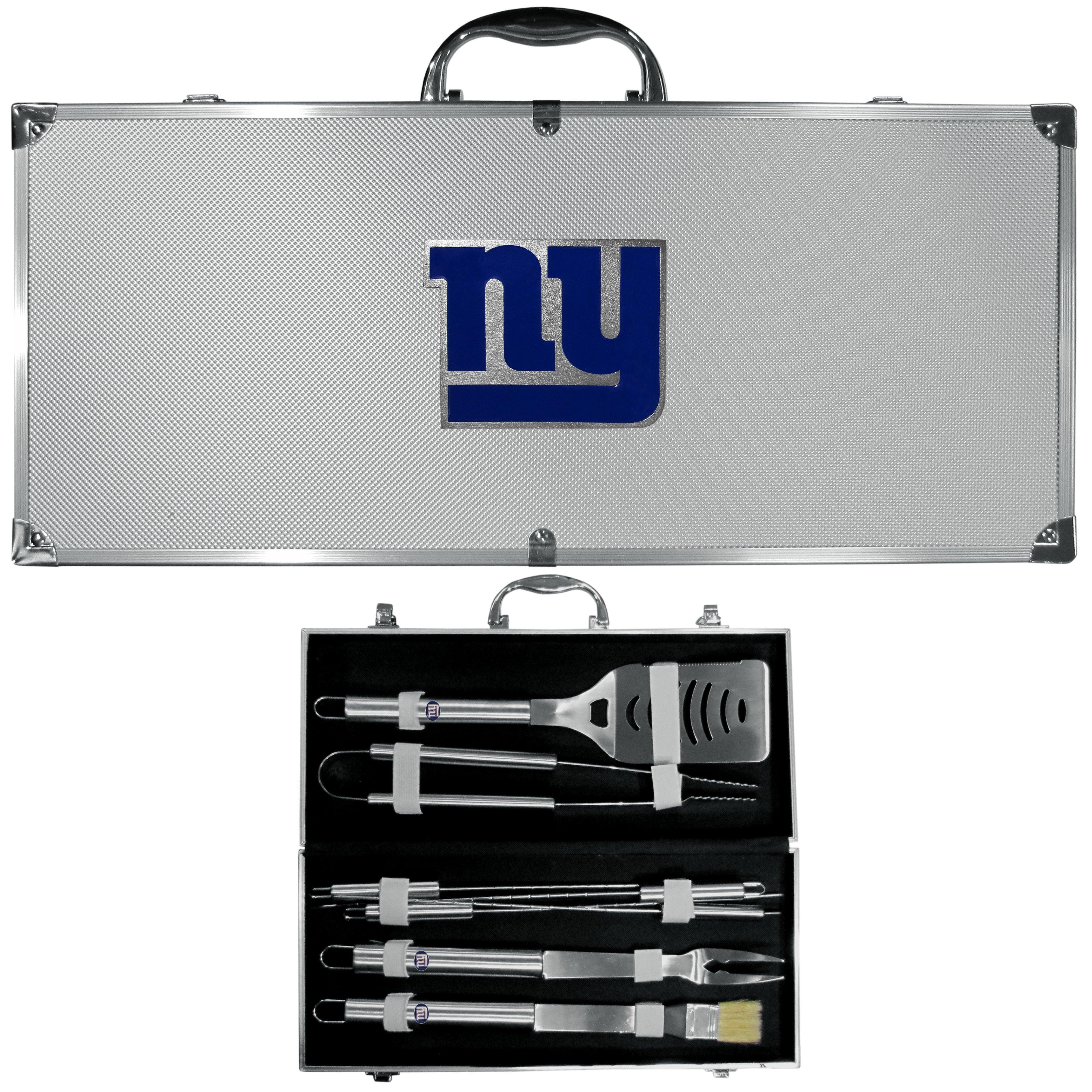 New York Giants 8 pc Stainless Steel BBQ Set w/Metal Case - Flyclothing LLC