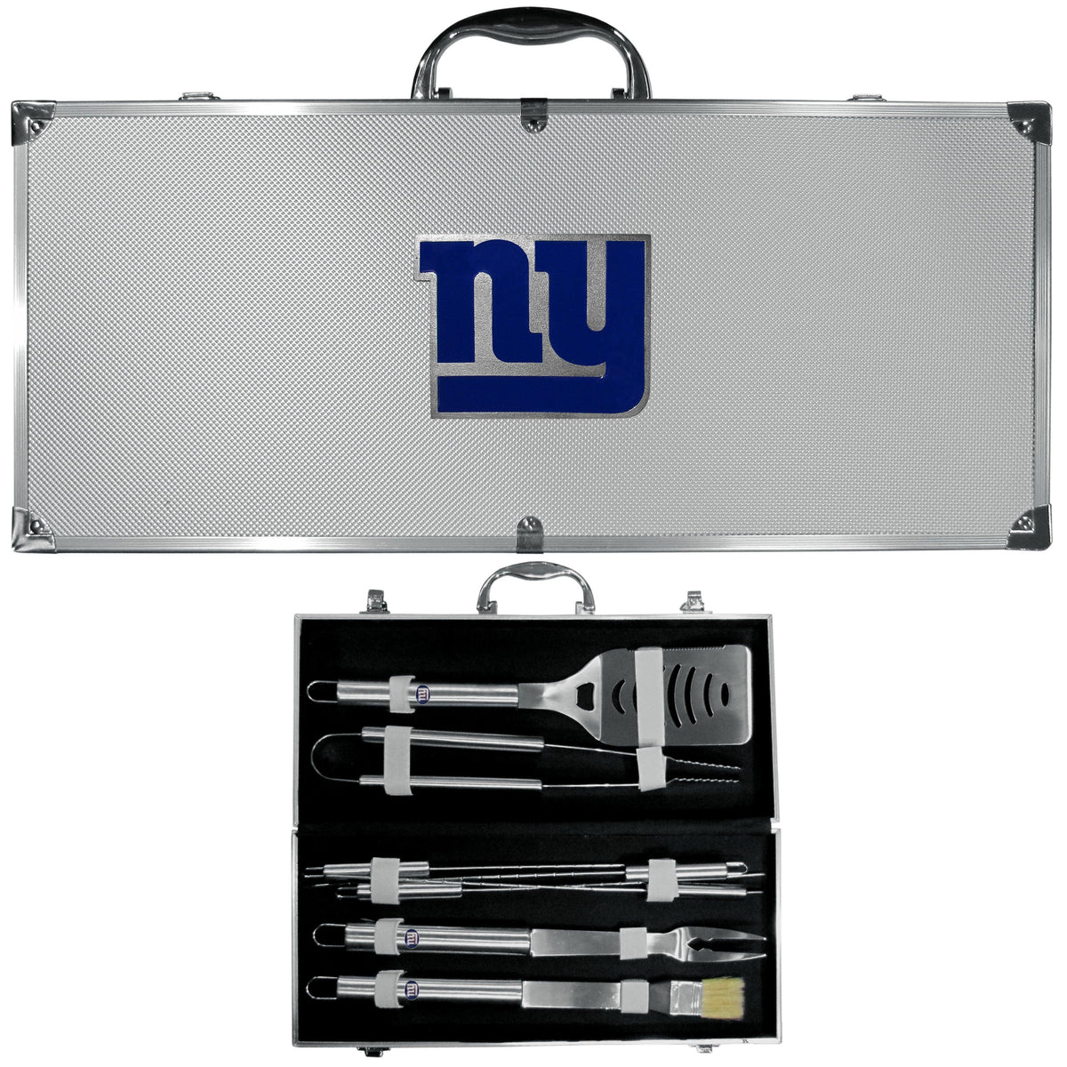 New York Giants 8 pc Stainless Steel BBQ Set w/Metal Case - Flyclothing LLC