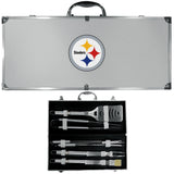 Pittsburgh Steelers 8 pc Stainless Steel BBQ Set w/Metal Case - Siskiyou Buckle