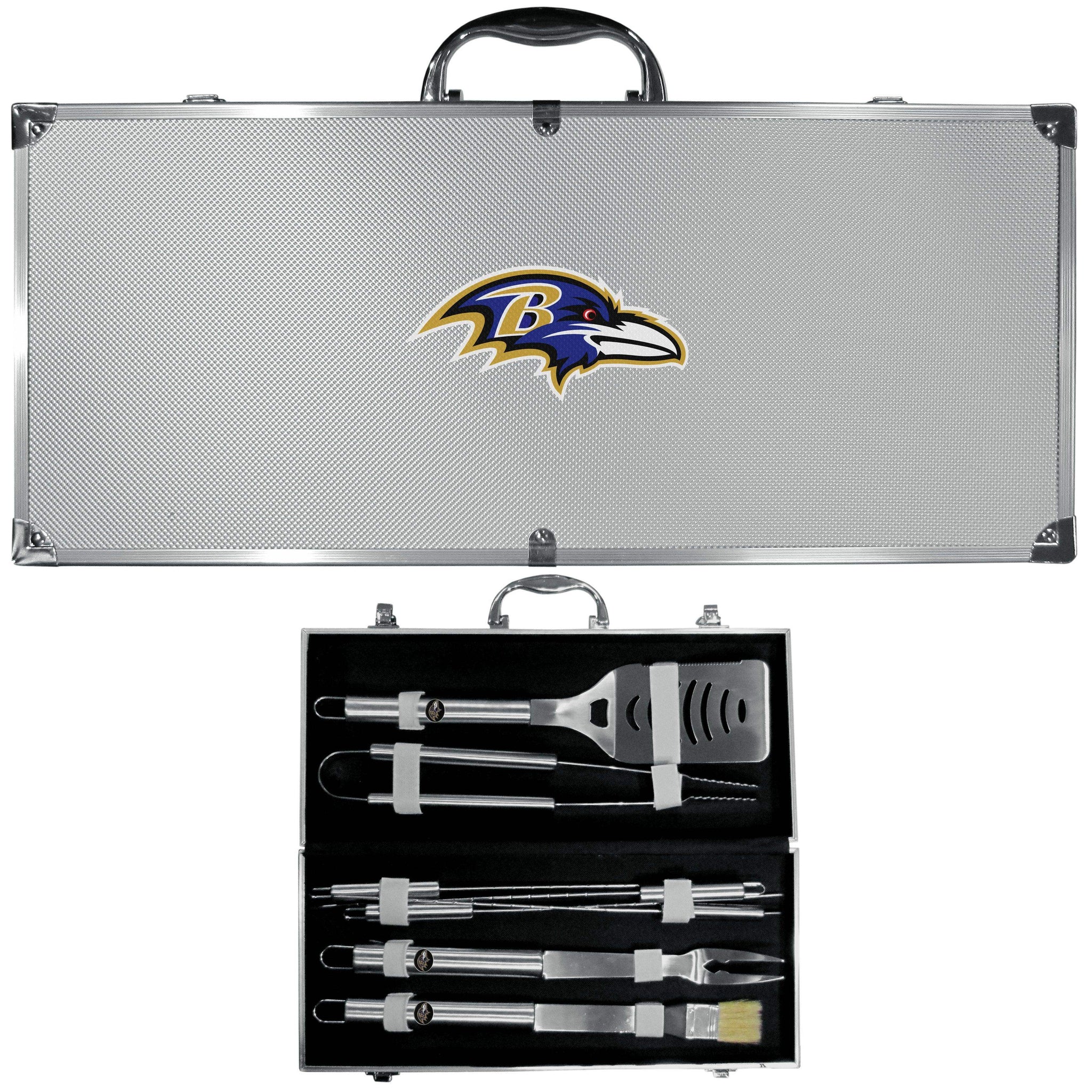 Baltimore Ravens 8 pc Stainless Steel BBQ Set w/Metal Case - Siskiyou Buckle - Flyclothing LLC