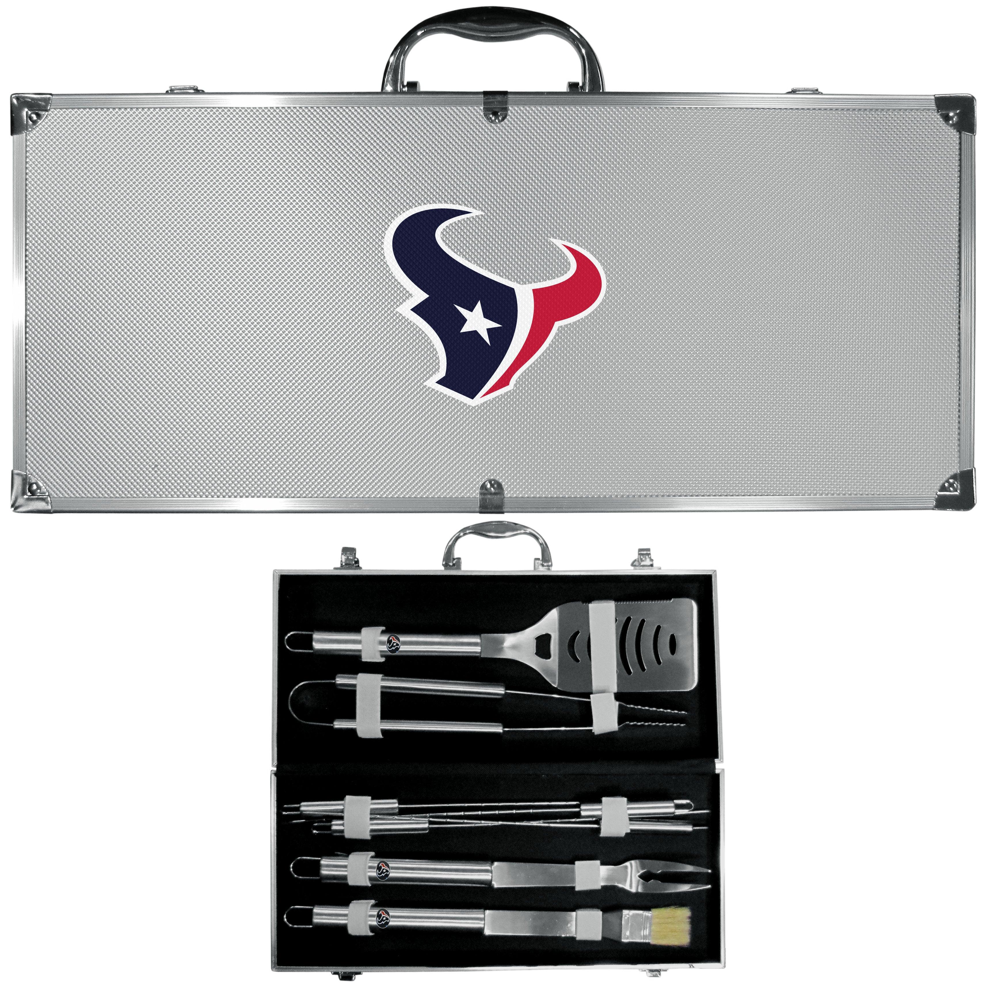 Houston Texans 8 pc Stainless Steel BBQ Set w/Metal Case - Flyclothing LLC