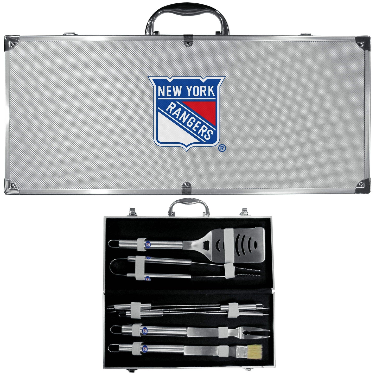 New York Rangers® 8 pc Stainless Steel BBQ Set w/Metal Case - Siskiyou Buckle - Flyclothing LLC