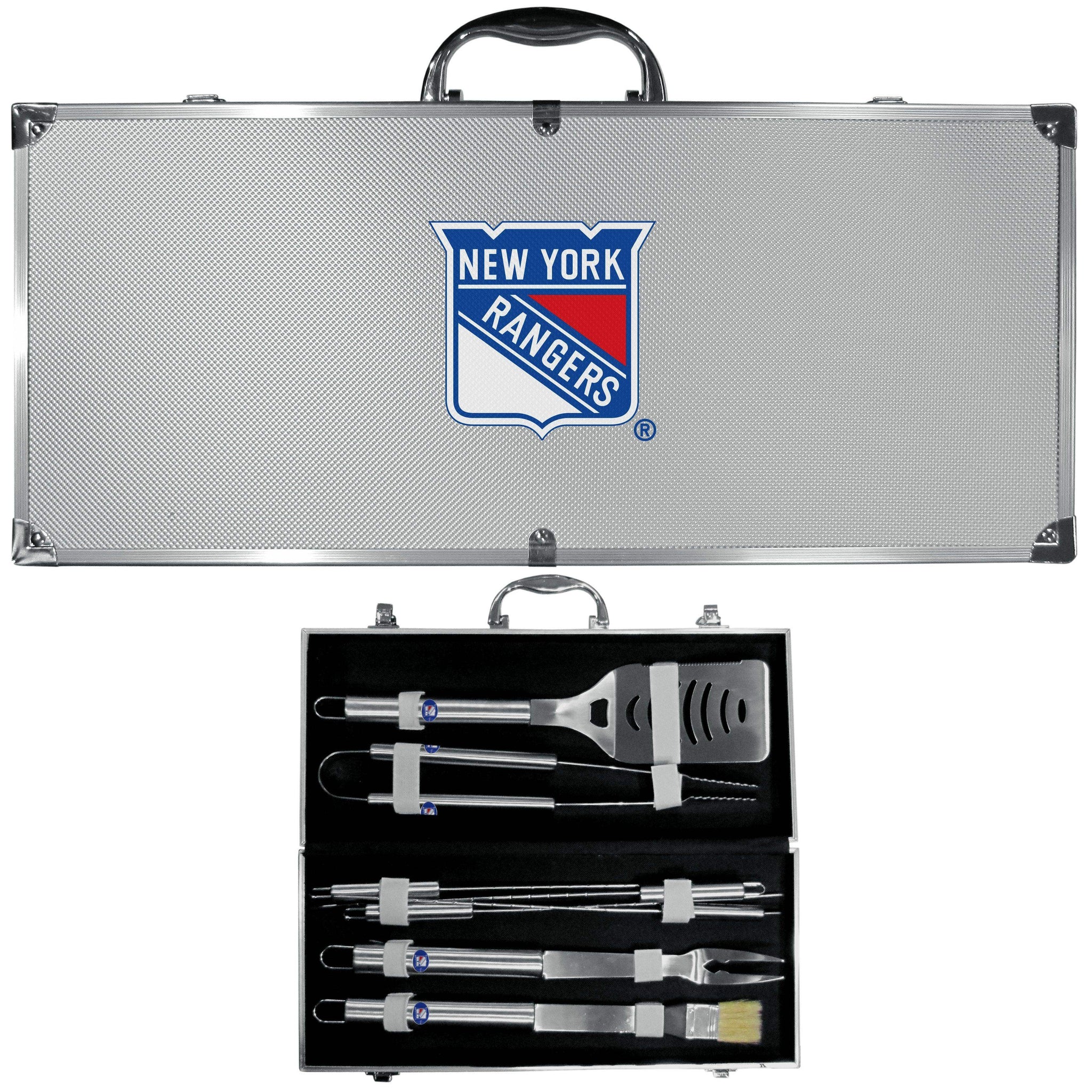 New York Rangers® 8 pc Stainless Steel BBQ Set w/Metal Case - Siskiyou Buckle - Flyclothing LLC
