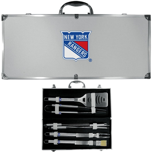 New York Rangers® 8 pc Stainless Steel BBQ Set w/Metal Case - Flyclothing LLC