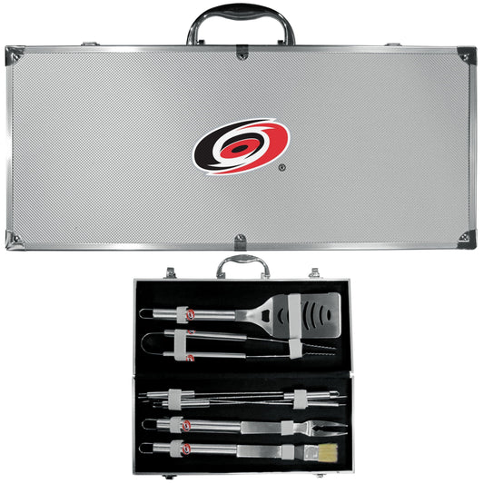 Carolina Hurricanes® 8 pc Stainless Steel BBQ Set w/Metal Case - Siskiyou Buckle